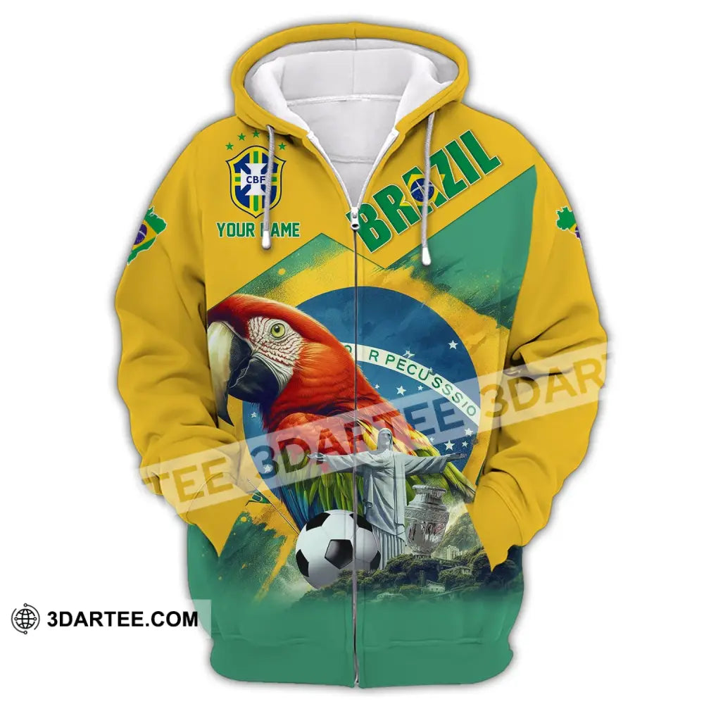 Unisex Shirt Custom Name For Brazil Hoodie Polo Long Sleeve Zipper / S T-Shirt