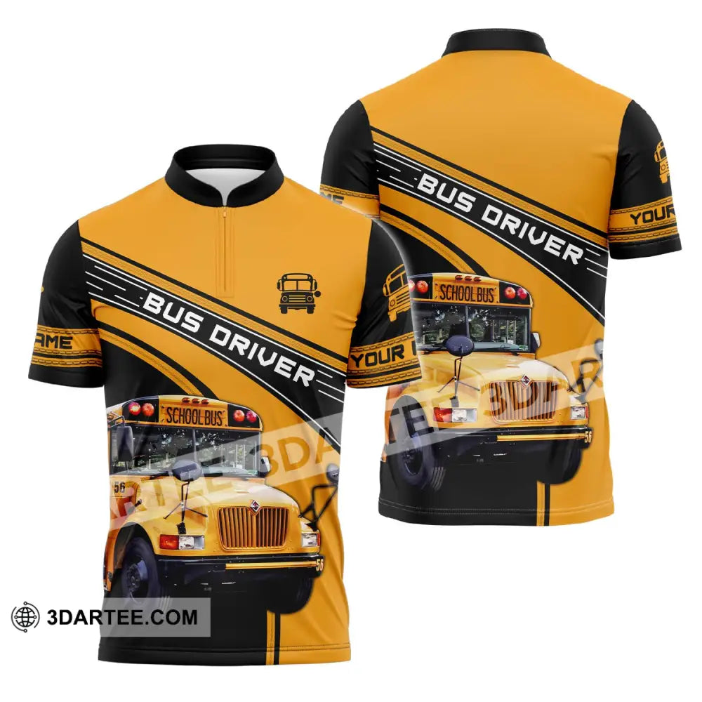 Unisex Shirt - Custom Name For Bus Driver Zipper Polo / S T-Shirt