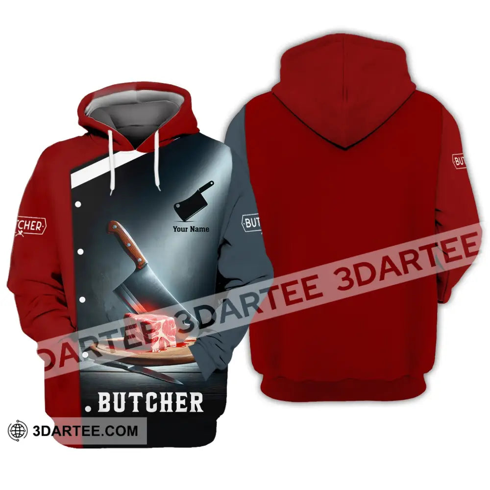 Unisex Shirt Custom Name For Butcher Butchery Hoodie Meat T-Shirt / S