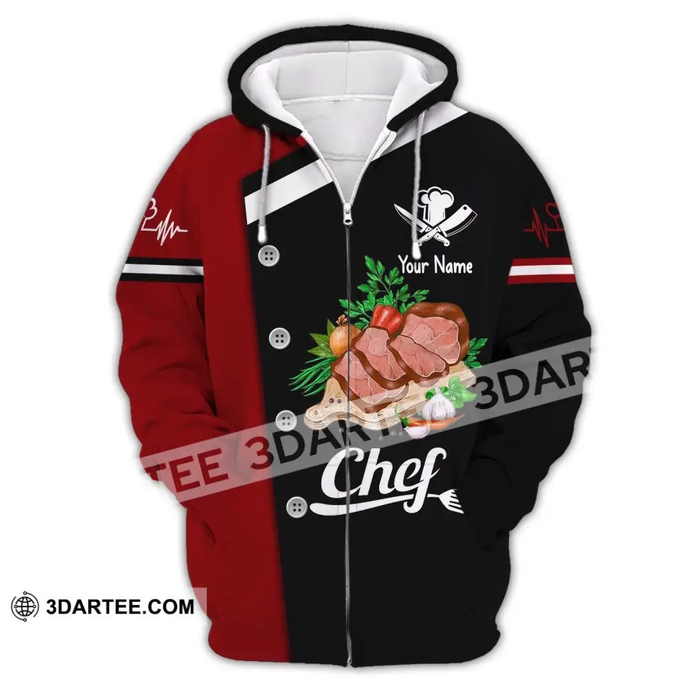 Unisex Shirt Custom Name For Chef Hoodie Apparel Zipper / S T-Shirt