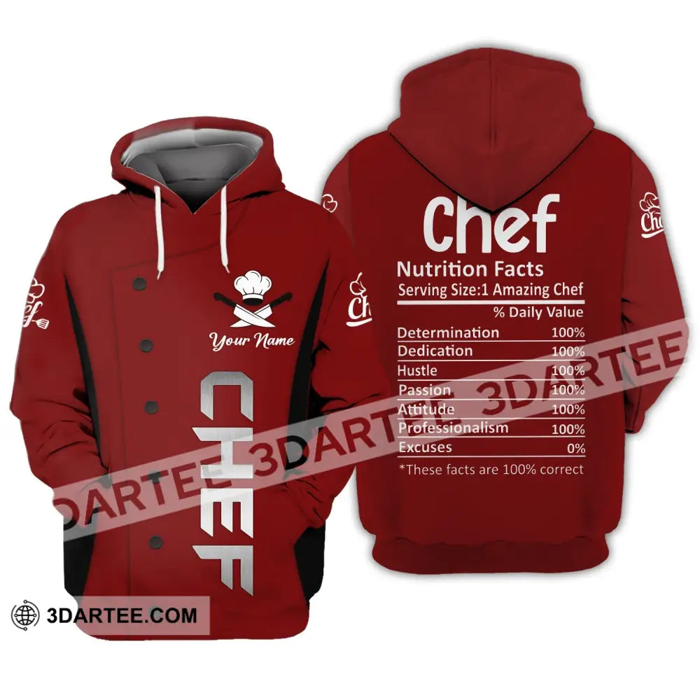 Unisex Shirt Custom Name For Chef Nutrition Fact Cooking Apparel Hoodie / S T-Shirt