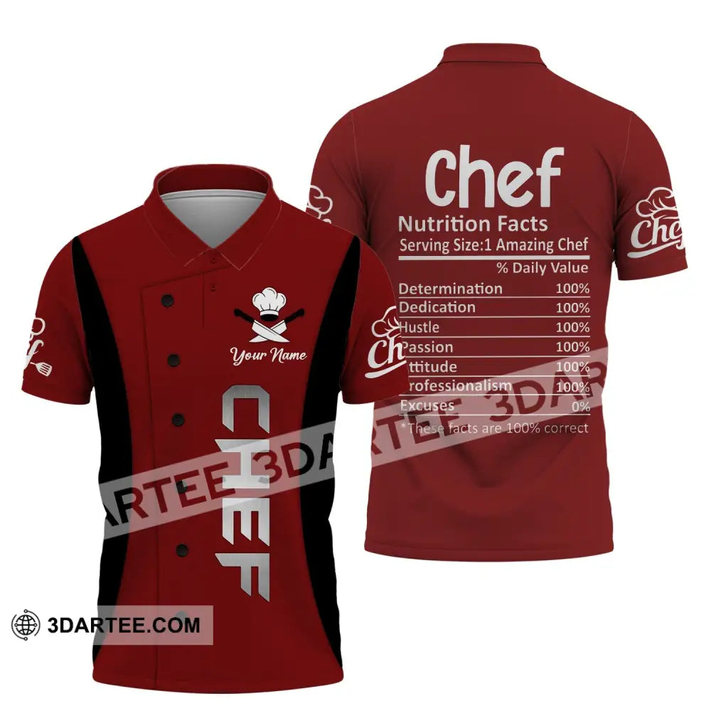 Unisex Shirt Custom Name For Chef Nutrition Fact Cooking Apparel Polo / S T-Shirt