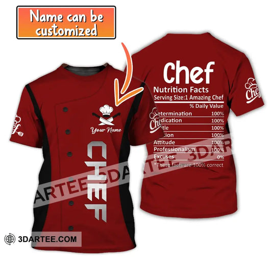 Unisex Shirt Custom Name For Chef Nutrition Fact Cooking Apparel T-Shirt