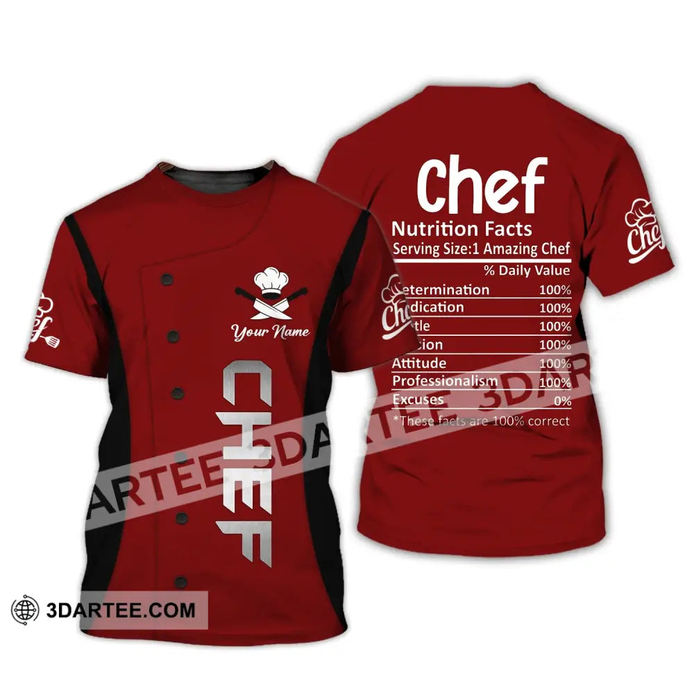 Unisex Shirt Custom Name For Chef Nutrition Fact Cooking Apparel T-Shirt / S