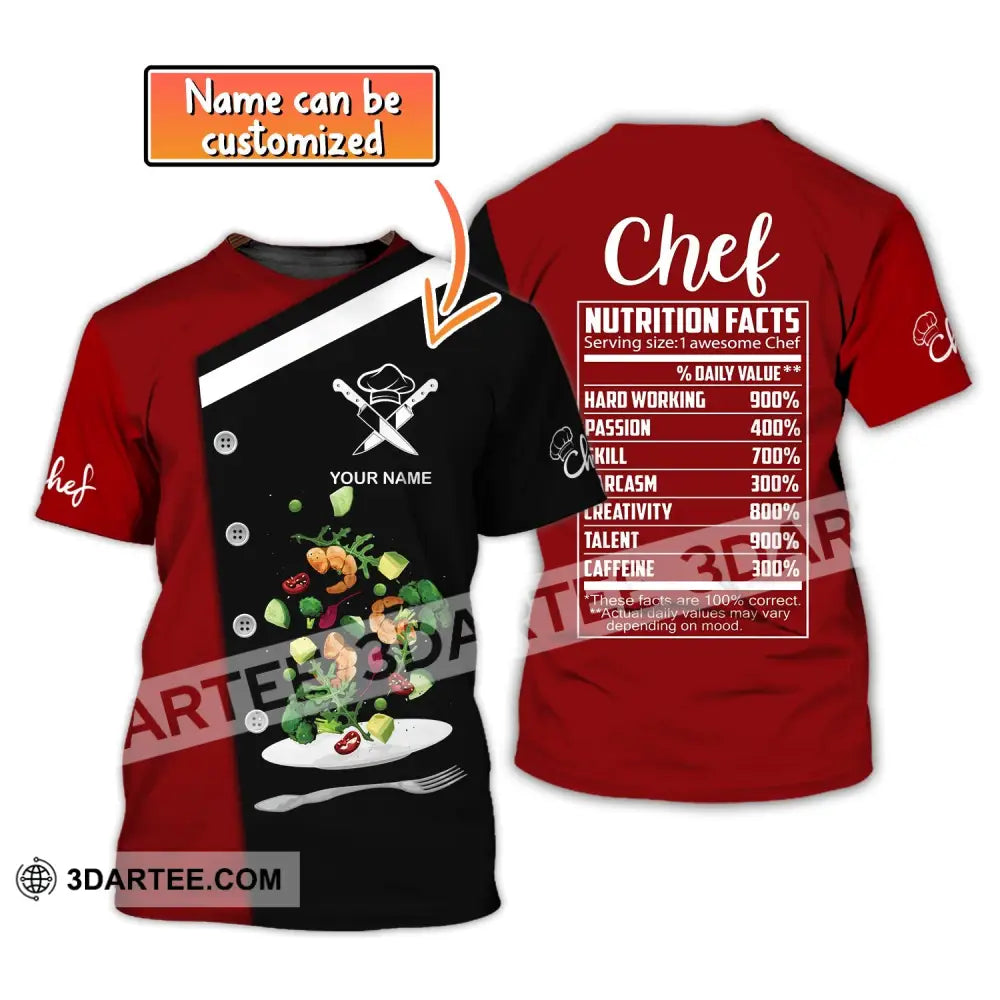 Unisex Shirt Custom Name For Chef Nutrition Fact T-Shirt Apparel T-Shirt