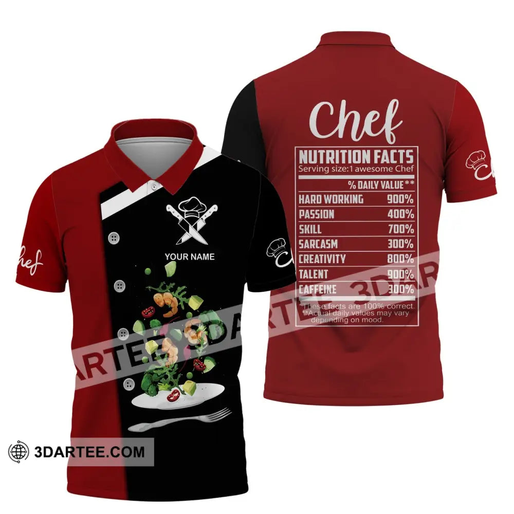 Unisex Shirt Custom Name For Chef Nutrition Fact T-Shirt Apparel Polo / S T-Shirt