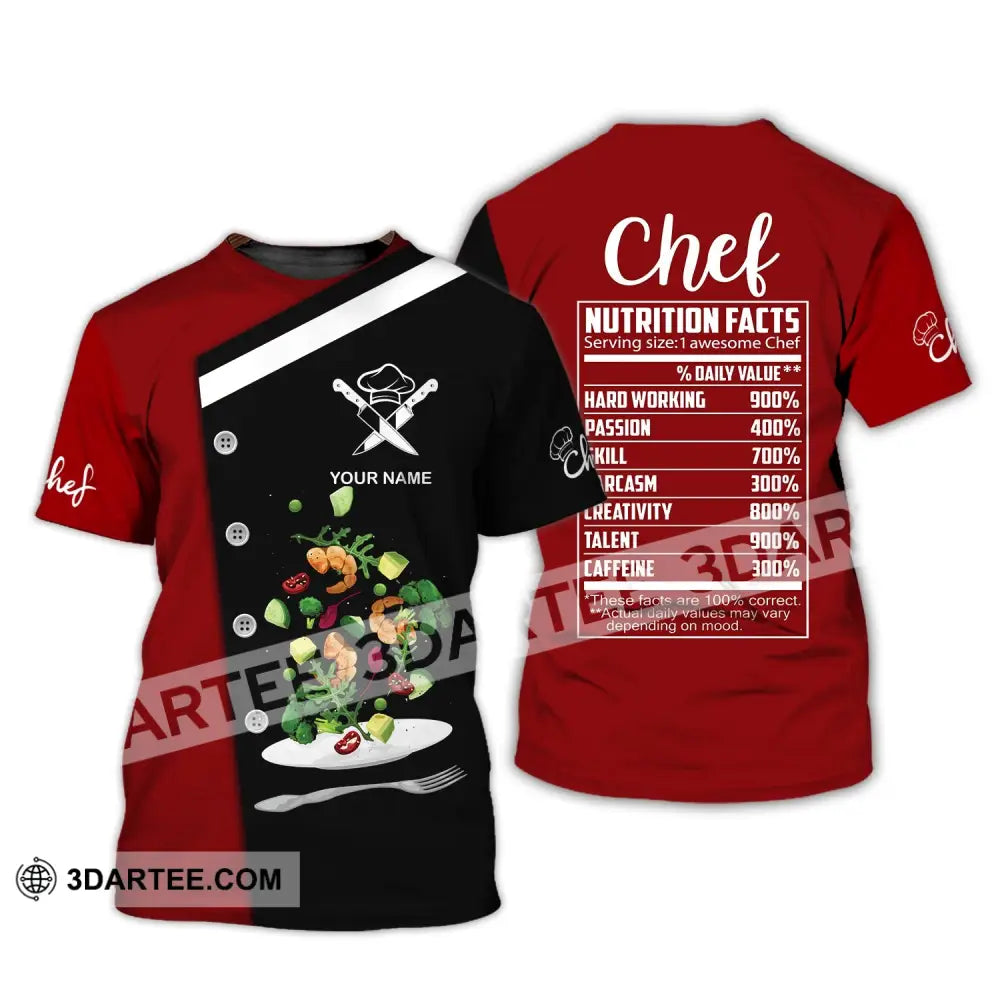 Unisex Shirt Custom Name For Chef Nutrition Fact T-Shirt Apparel T-Shirt / S