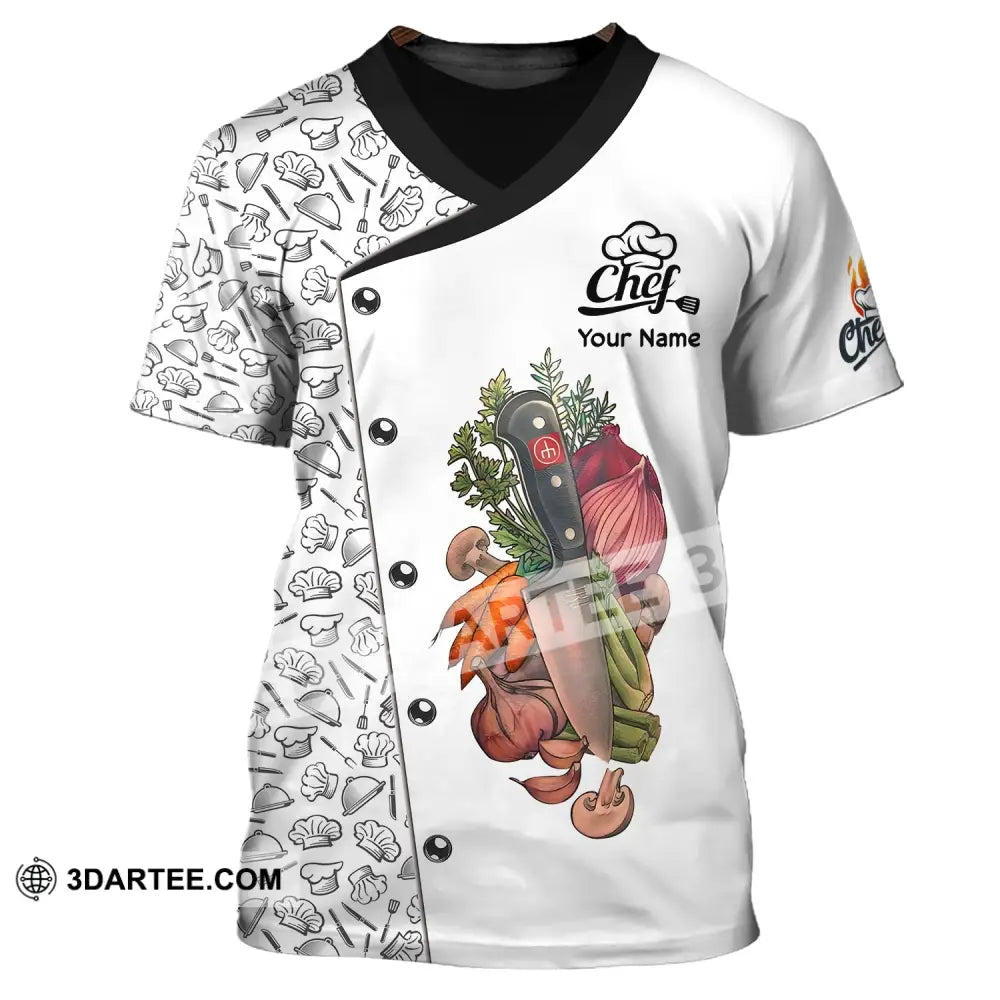 Unisex Shirt Custom Name For Chef Skull T-Shirt Apparel T-Shirt / S
