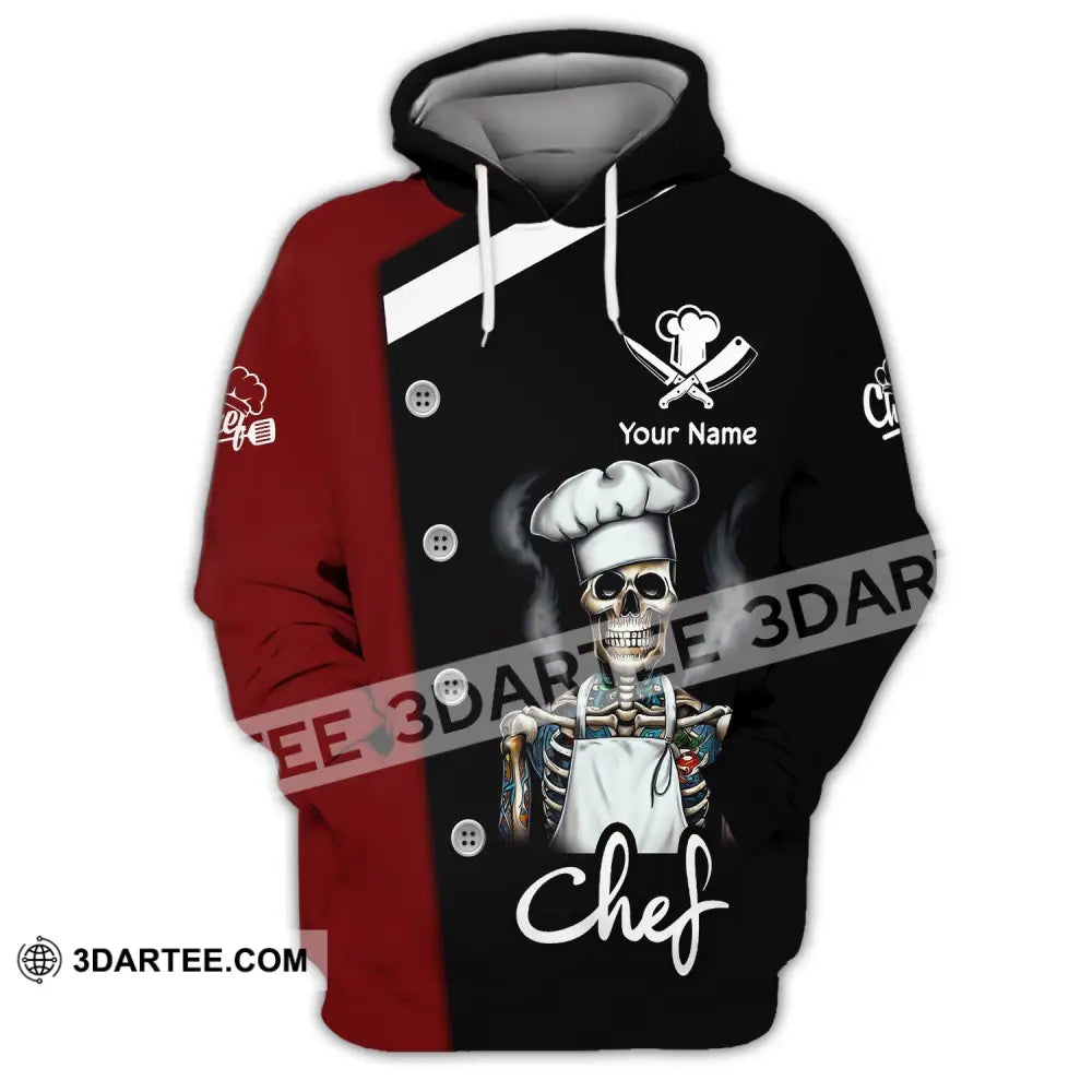 Unisex Shirt Custom Name For Chef T-Shirt Skull Apparel Hoodie / S T-Shirt