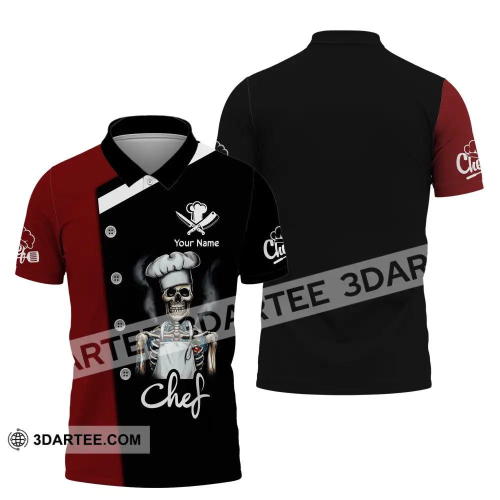 Unisex Shirt Custom Name For Chef T-Shirt Skull Apparel Polo / S T-Shirt