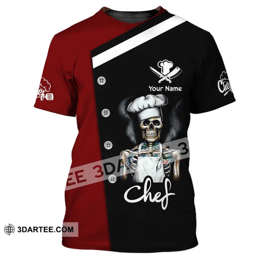 Unisex Shirt Custom Name For Chef T-Shirt Skull Apparel T-Shirt / S