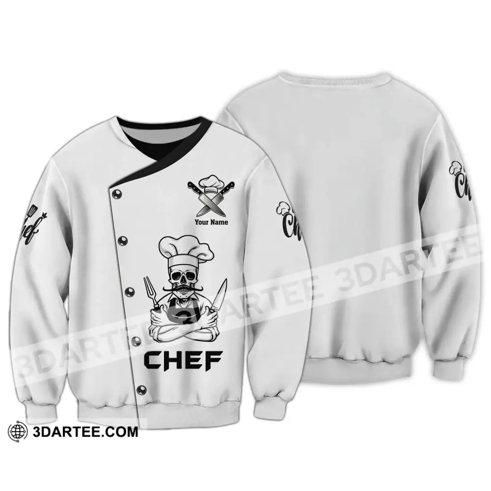 Unisex Shirt Custom Name For Chef T-Shirt Skull Beard Apparel Long Sleeve / S T-Shirt