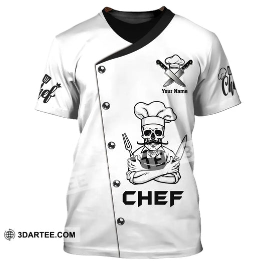 Unisex Shirt Custom Name For Chef T-Shirt Skull Beard Apparel T-Shirt / S