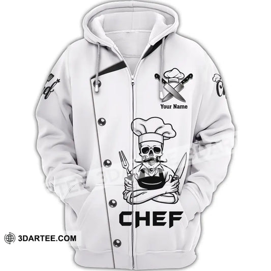 Unisex Shirt Custom Name For Chef T-Shirt Skull Beard Apparel Zipper Hoodie / S T-Shirt