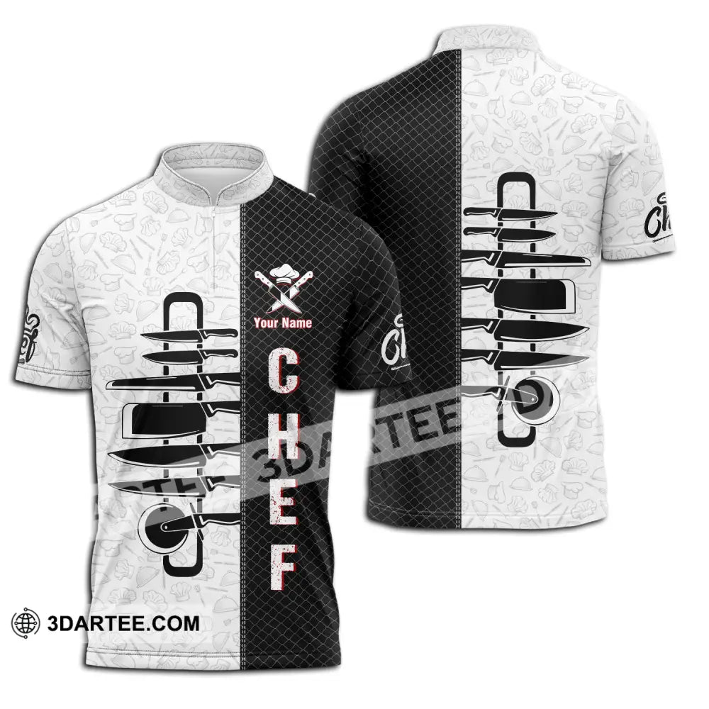 Unisex Shirt - Custom Name For Chef Zipper Polo / S T-Shirt