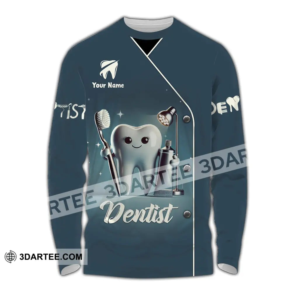 Unisex Shirt - Custom Name For Dentist Tooth Long Sleeve / S T-Shirt