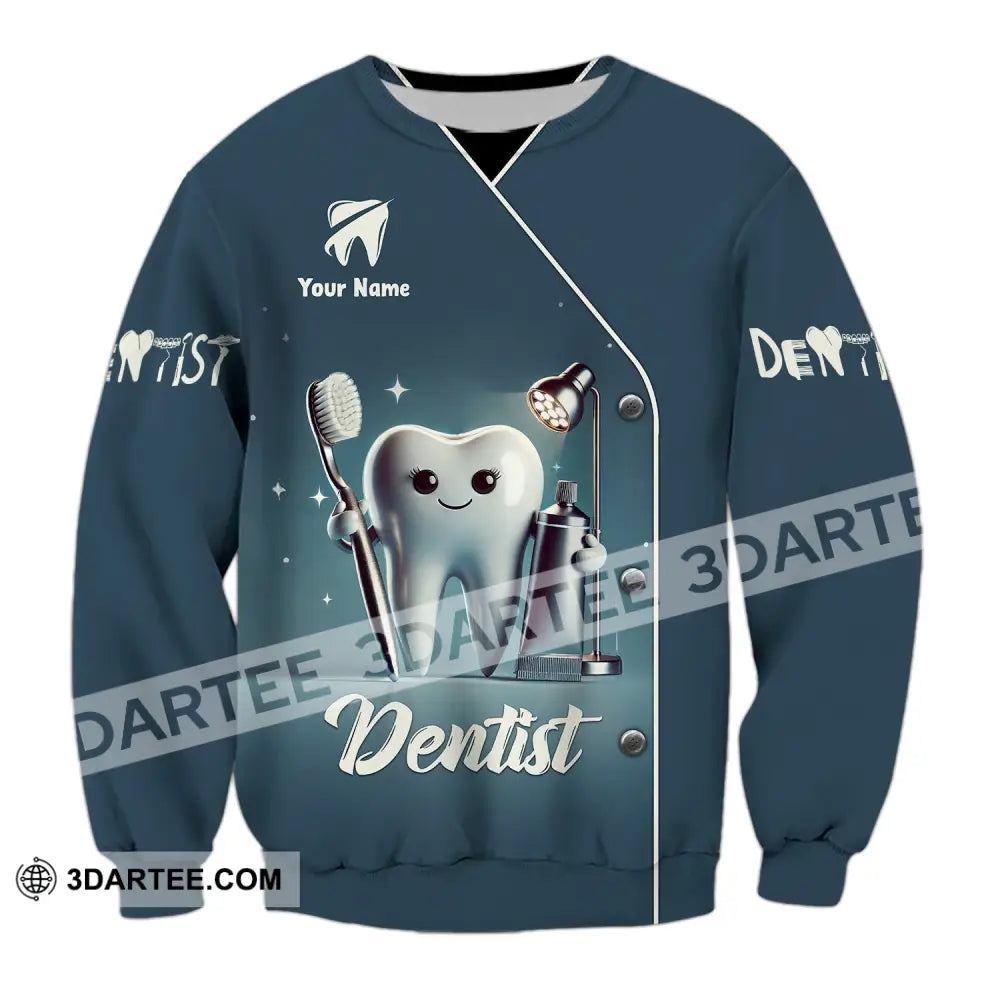 Unisex Shirt - Custom Name For Dentist Tooth Long Sleeve / S T-Shirt