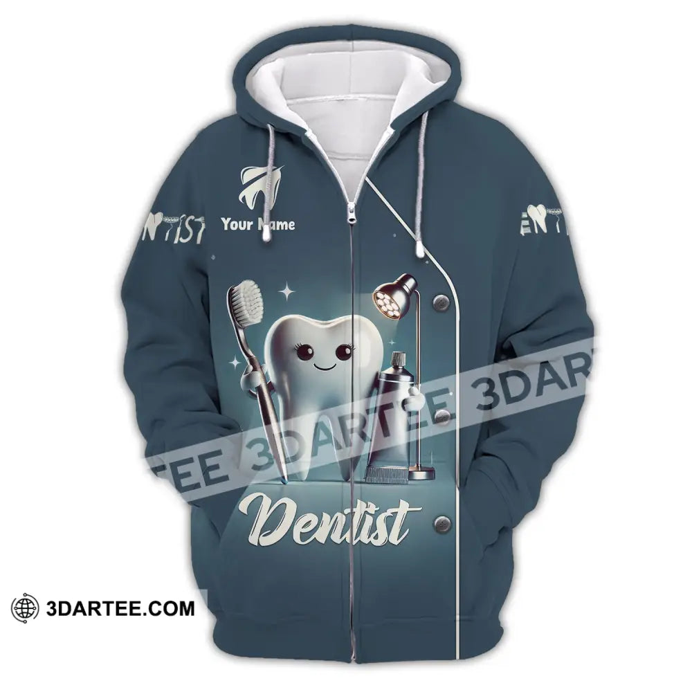 Unisex Shirt - Custom Name For Dentist Tooth Zipper Hoodie / S T-Shirt