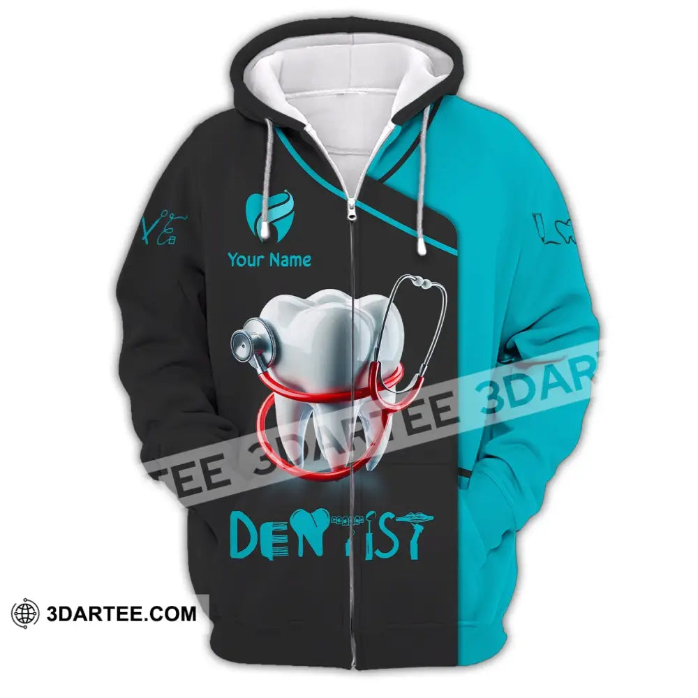 Unisex Shirt - Custom Name For Dentist Zipper Hoodie / S T-Shirt