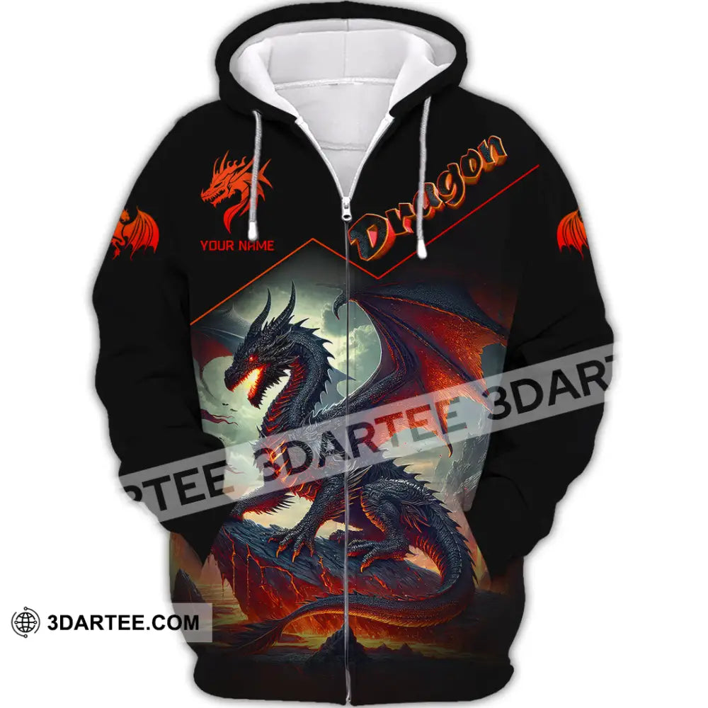 Unisex Shirt Custom Name For Dragon Lover T-Shirt Hoodie Long Sleeve Zipper / S T-Shirt