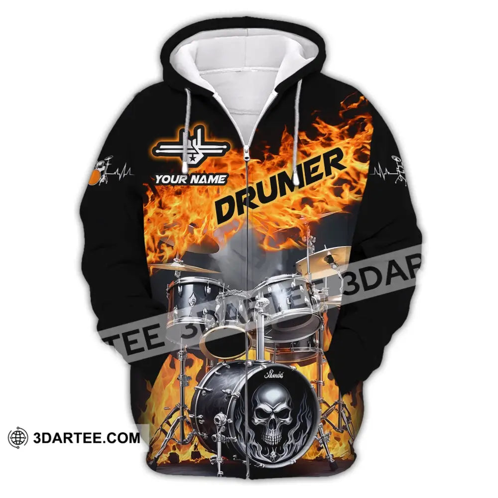 Unisex Shirt Custom Name For Drummer Gift Zipper Hoodie / S T-Shirt