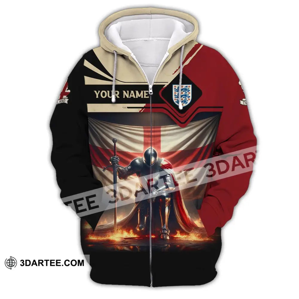 Unisex Shirt Custom Name For England Lover T-Shirt Hoodie Long Sleeve Zipper / S T-Shirt