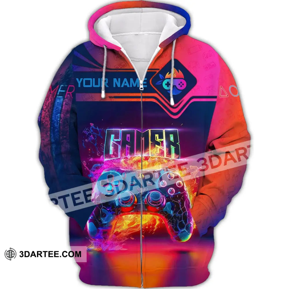 Unisex Shirt Custom Name For Gamers Gamer T-Shirt Gift Game Lover Zipper Hoodie / S T-Shirt