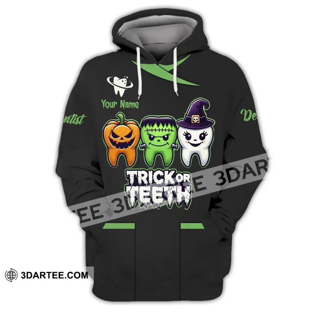 Unisex Shirt Custom Name For Halloween Trick Or Teeth Polo Long Sleeve Gift Hoodie / S T-Shirt