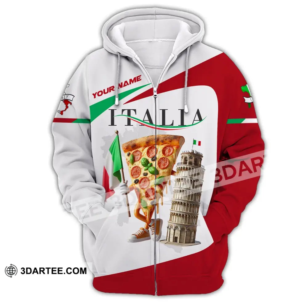 Unisex Shirt Custom Name For Italia Lover T-Shirt Hoodie Long Sleeve Zipper / S T-Shirt