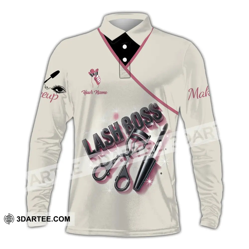 Unisex Shirt - Custom Name For Lash Boss Long Sleeve Polo / S T-Shirt