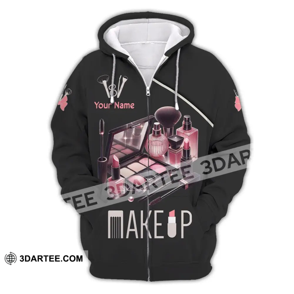 Unisex Shirt - Custom Name For Makeup Lover Zipper Hoodie / S T-Shirt