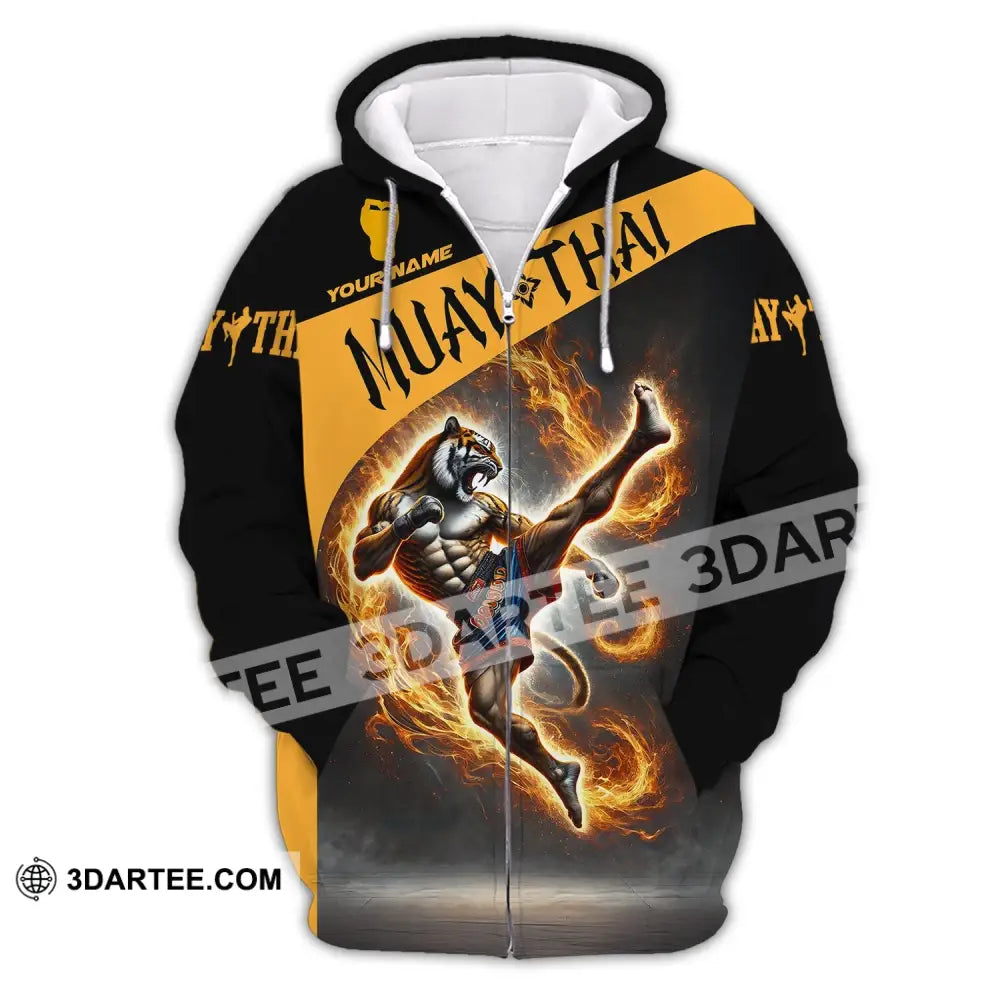 Unisex Shirt Custom Name For Muay Thai Lover T-Shirt Hoodie Long Sleeve Zipper / S T-Shirt