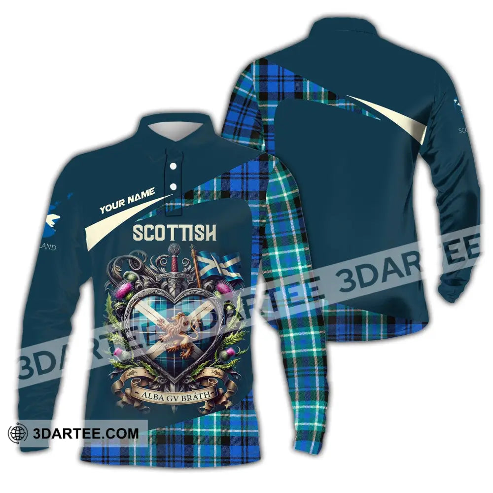 Unisex Shirt Custom Name For Scottish Scotland Hoodie Polo Long Sleeve / S T-Shirt