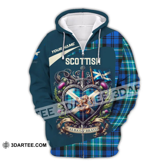 Unisex Shirt Custom Name For Scottish Scotland Hoodie Polo Long Sleeve Zipper / S T-Shirt