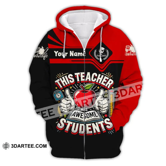 Unisex Shirt Custom Name For Teacher Life Tee Back To School Gift Zipper Hoodie / S T-Shirt