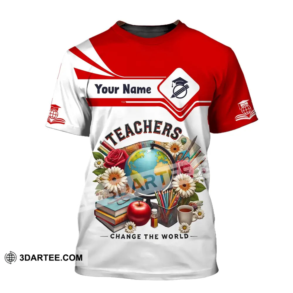 Unisex Shirt Custom Name For Teacher Polo Long Sleeve Back To School Gift T-Shirt / S T-Shirt