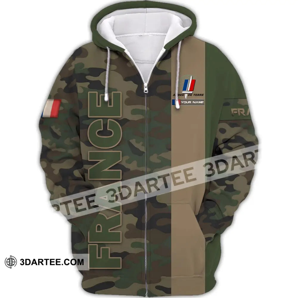 Unisex Shirt - Custom Name France Armee De Terre Zipper Hoodie / S T-Shirt