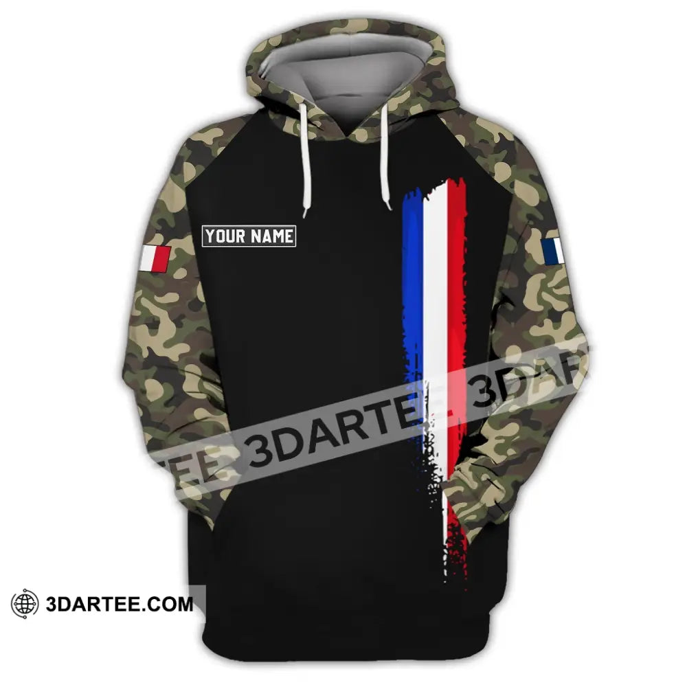 Unisex Shirt - Custom Name France Logo Flag Color Line Hoodie / S T-Shirt