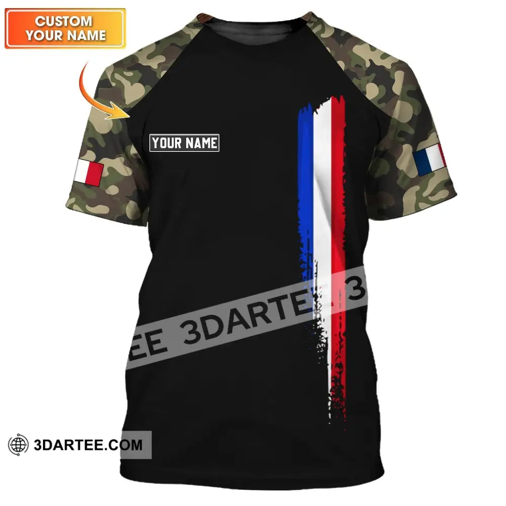 Unisex Shirt - Custom Name France Logo Flag Color Line T-Shirt