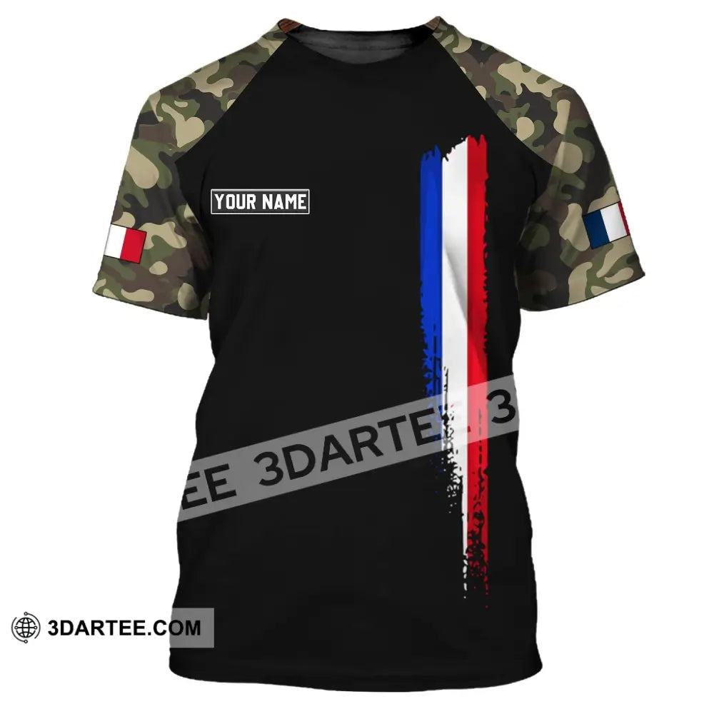 Unisex Shirt - Custom Name France Logo Flag Color Line T-Shirt / S T-Shirt