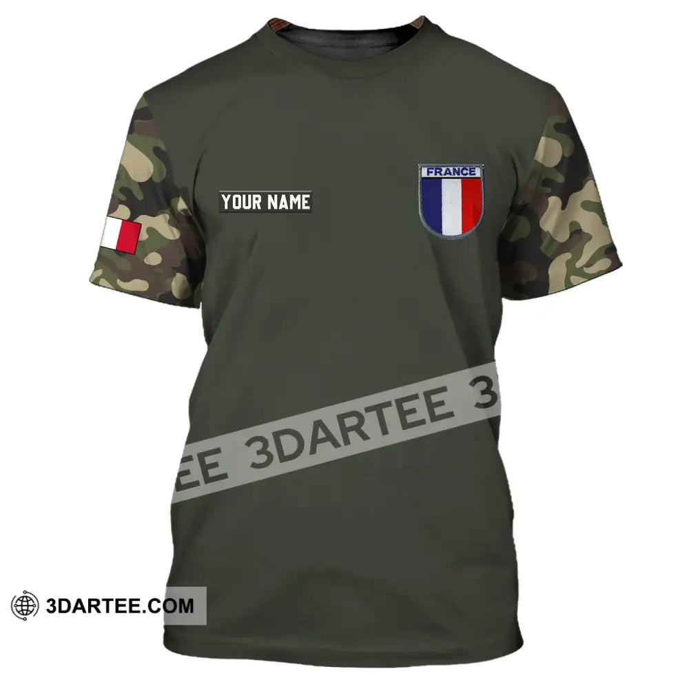 Unisex Shirt - Custom Name France Logo Flag Color T-Shirt / S T-Shirt