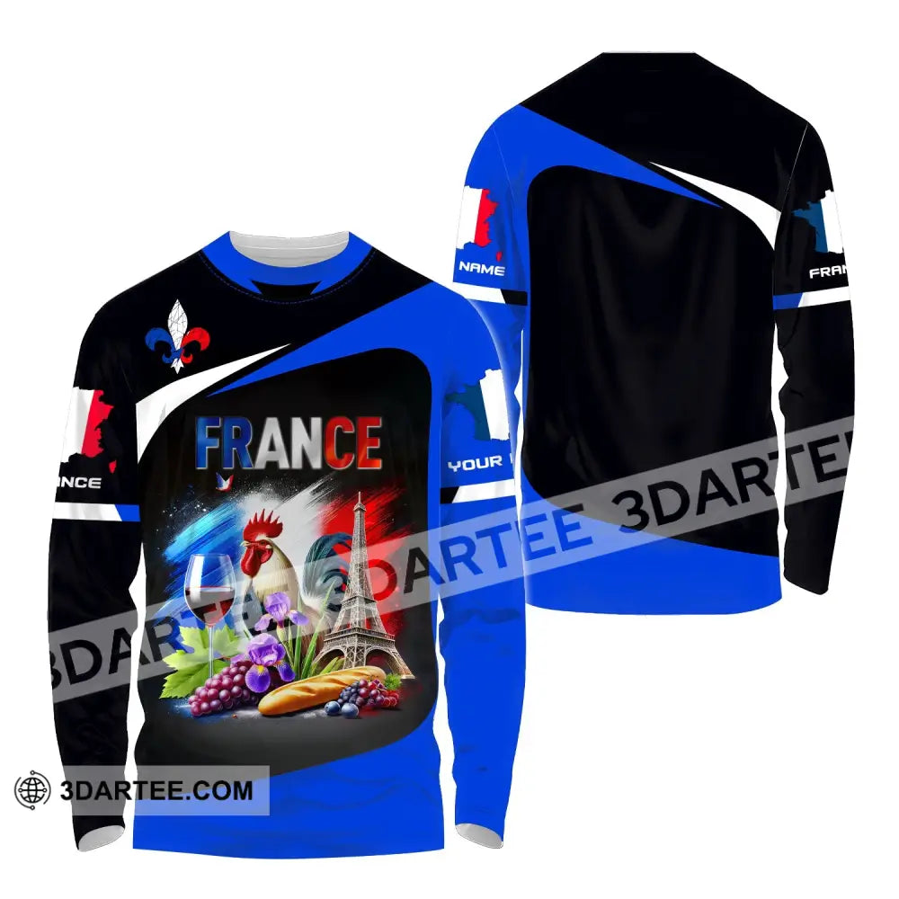 Unisex Shirt Custom Name France Love Polo Long Sleeve Gift / S T-Shirt