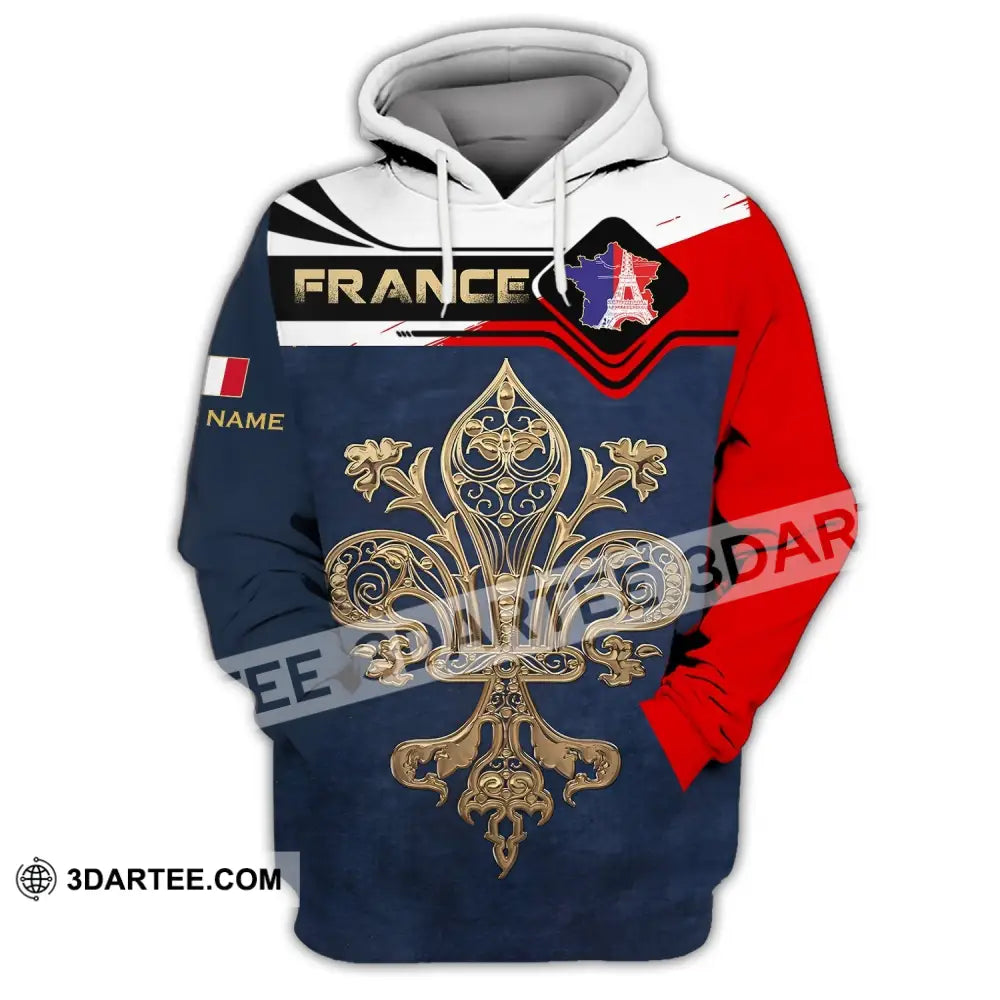 Unisex Shirt - Custom Name France Map Hoodie / S T-Shirt