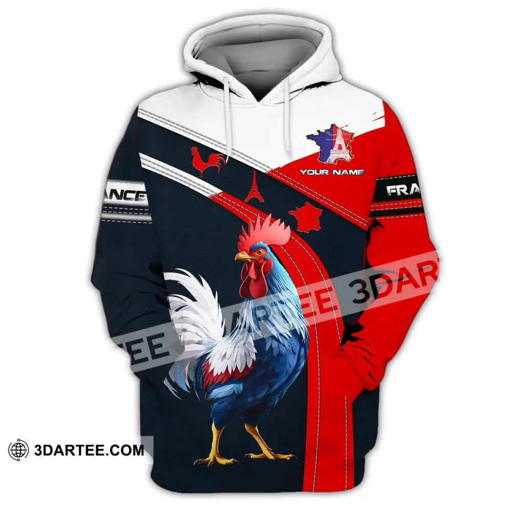 Unisex Shirt - Custom Name France Map The Gallic Rooster Hoodie / S T-Shirt