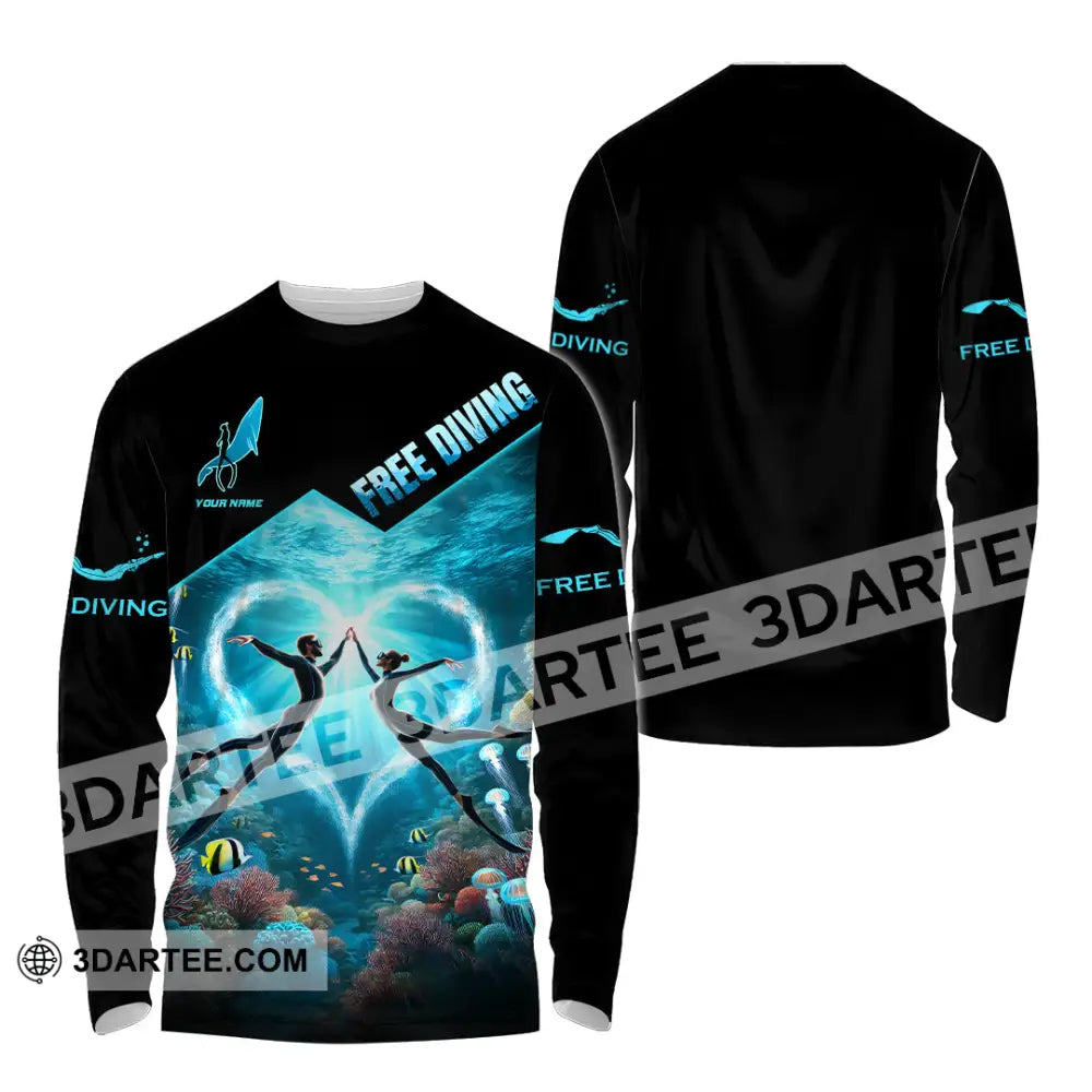 Unisex Shirt Custom Name Free Diving Gift Long Sleeve / S T-Shirt