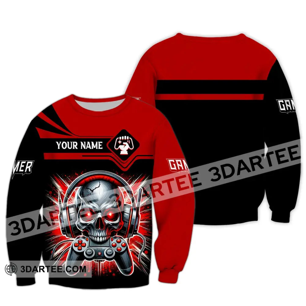 Unisex Shirt Custom Name Gamer Polo Gaming Club T-Shirt Long Sleeve / S