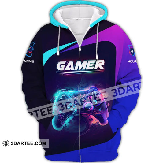 Unisex Shirt Custom Name Gamer T-Shirt Gift For Game Lover Zipper Hoodie / S T-Shirt