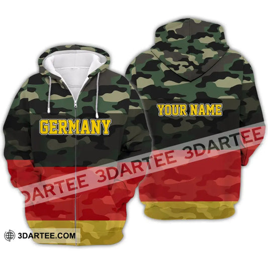 Unisex Shirt - Custom Name Germany All Over 3D Zipper Hoodie / S T-Shirt