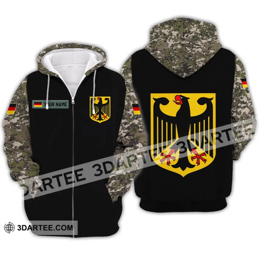 Unisex Shirt - Custom Name Germany Army 3D Zipper Hoodie / S T-Shirt