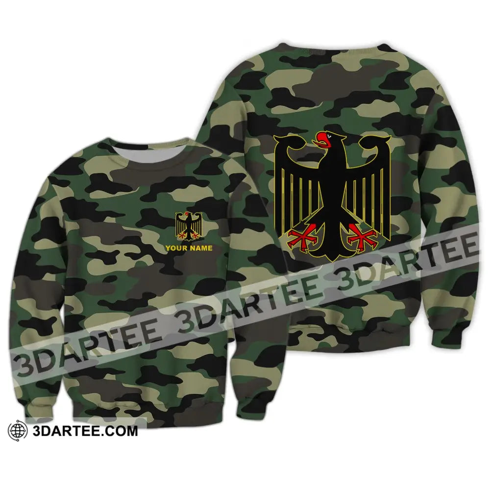 Unisex Shirt - Custom Name Germany Camo All Over Long Sleeve / S T-Shirt